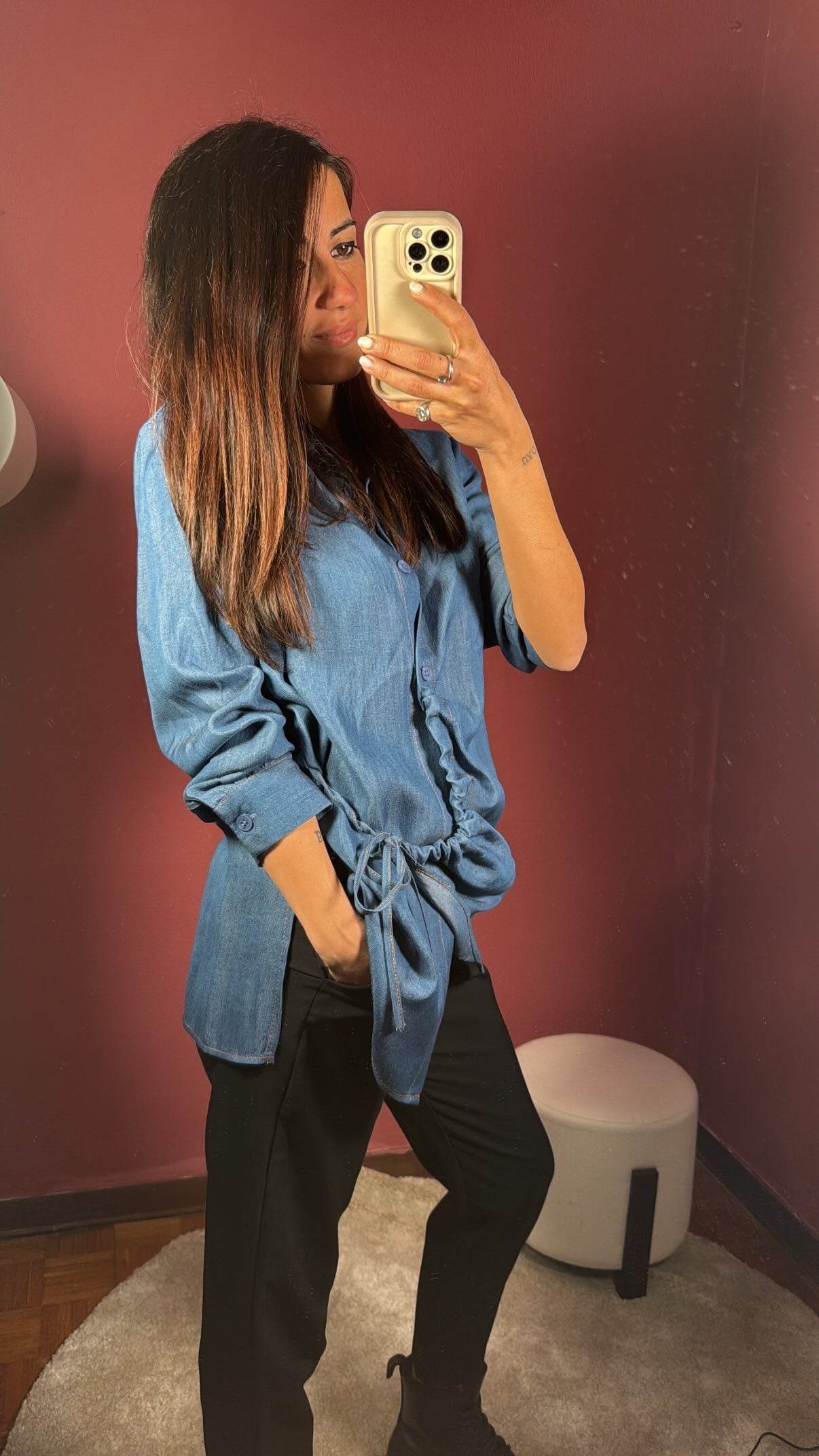 Camicia di jeans con laccio