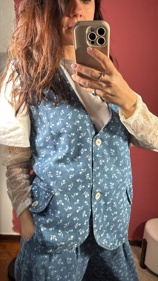 Gilet jeans flowers