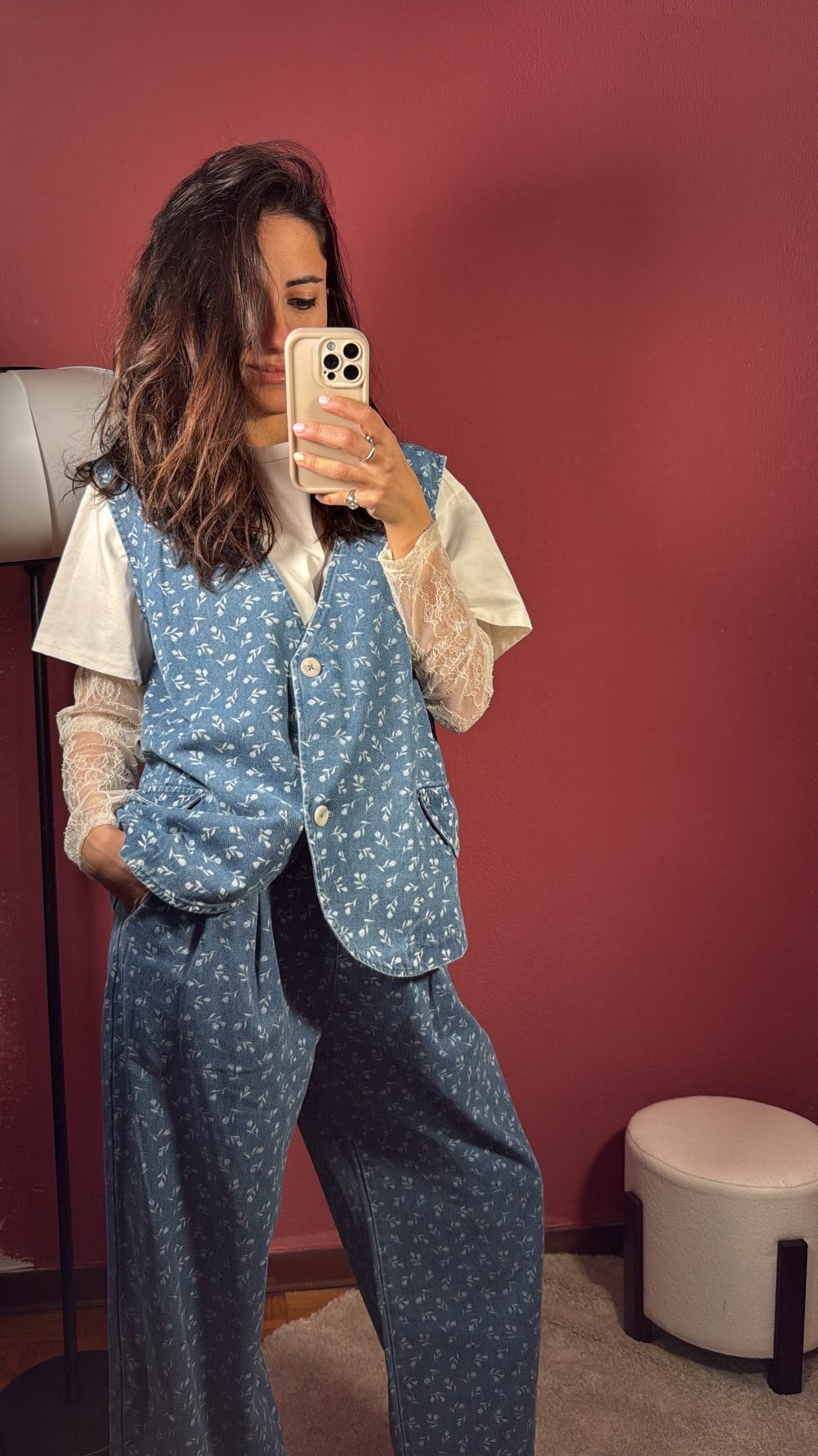 Gilet jeans flowers