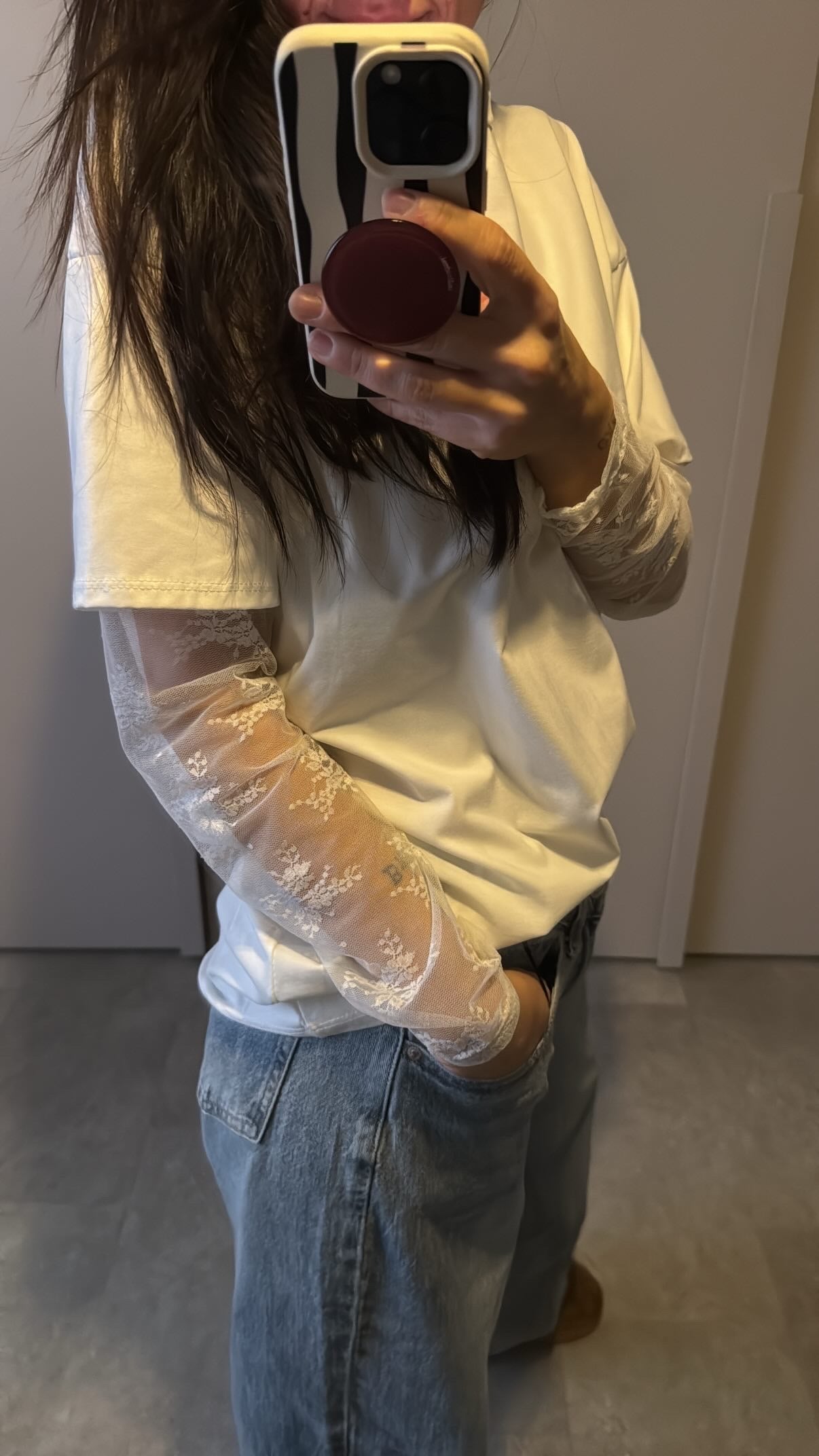 Tshirt con maniche in pizzo