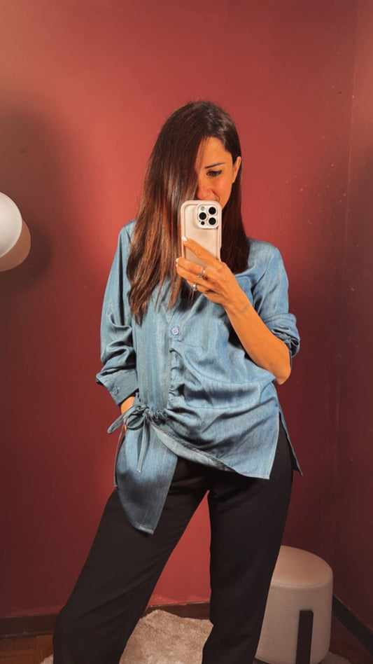 Camicia di jeans con laccio