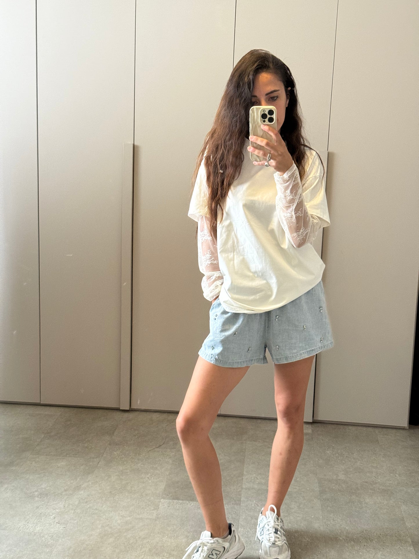 Tshirt con maniche in pizzo
